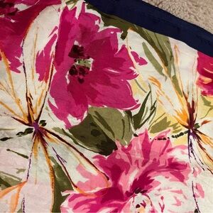 Leo Ventoni Floral Print silk Scarf with Pink and Green Accents